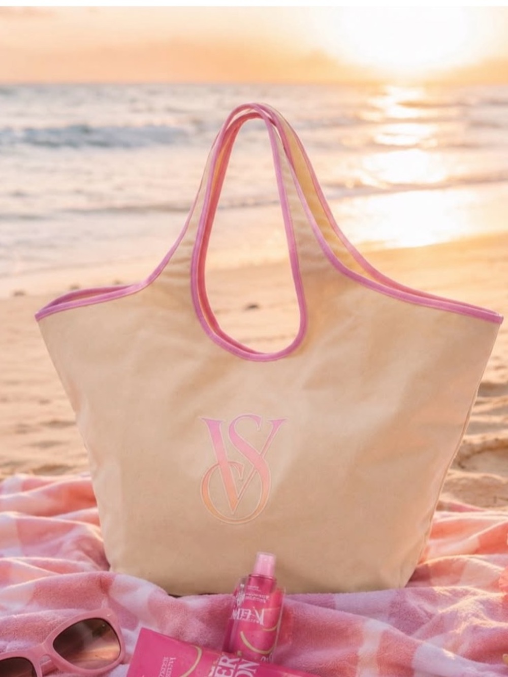 Victoria's Secret One size Ombre Vs Logo Canvas Tote NWT
